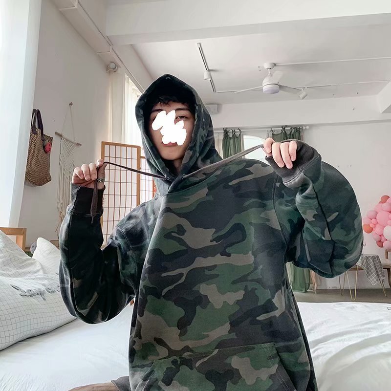 Designer Hoodie Autumn Fleece-lined Retro Harajuku Style Workwear Camouflage Sweatshirt For Men Version Loose Fit Trendy Versatile Couple's Jacke