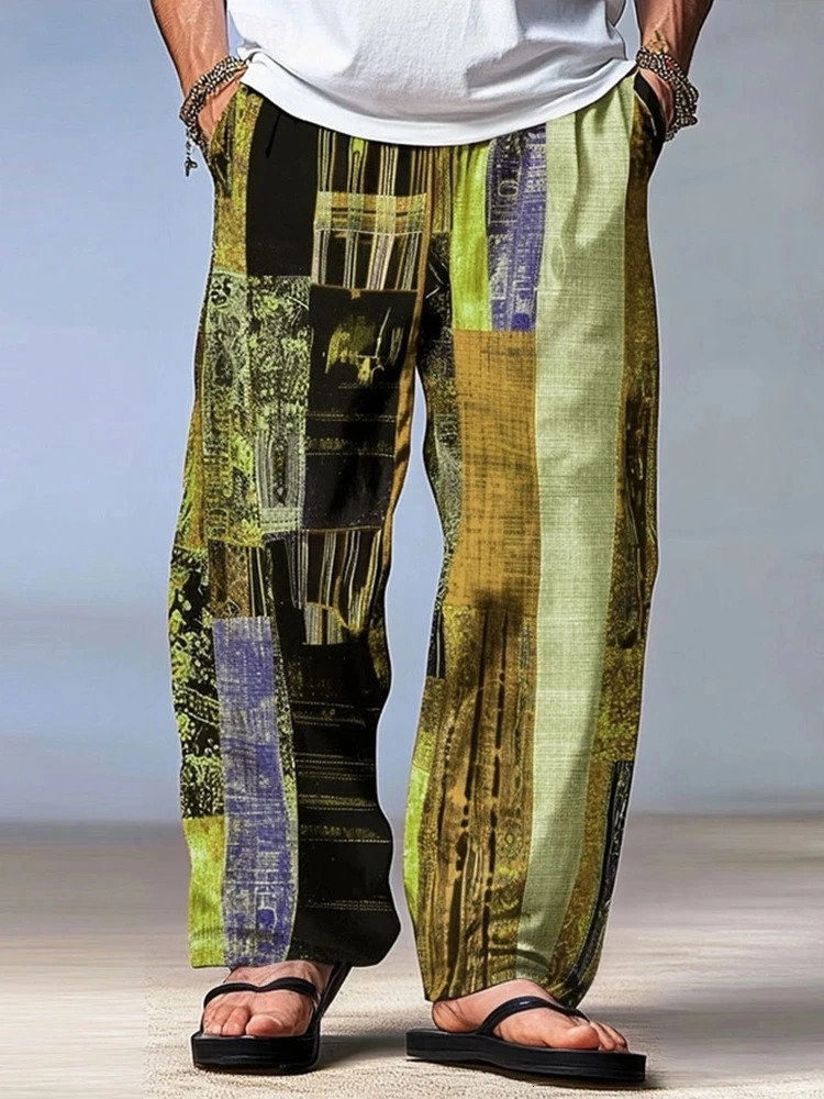 Mens Trousers Summer Pants Beach Pants Drawstring Elastic Waist 3D Print Stripe Graphic Prints Geometry Comfort Casual Pants 260311