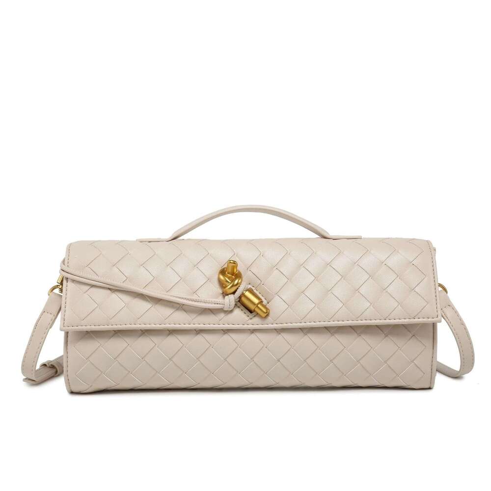 Cross-border bestseller: new summer model, purely handmade horizontal woven lock stick bag, high-end versatile fashion crossbody clutch bag