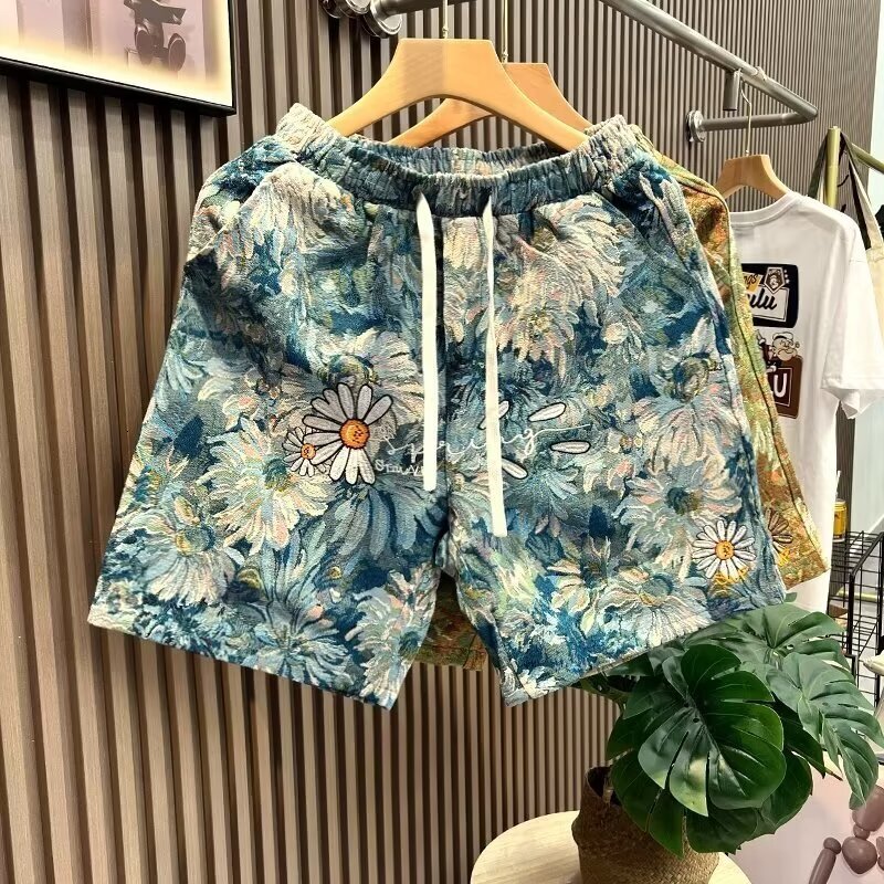 2025 New Designer Luxury Brand Men's American Retro Shorts Summer Japanese Fashion Brand Beach Shorts Casual Outdoor Wide Leg Sports Shorts