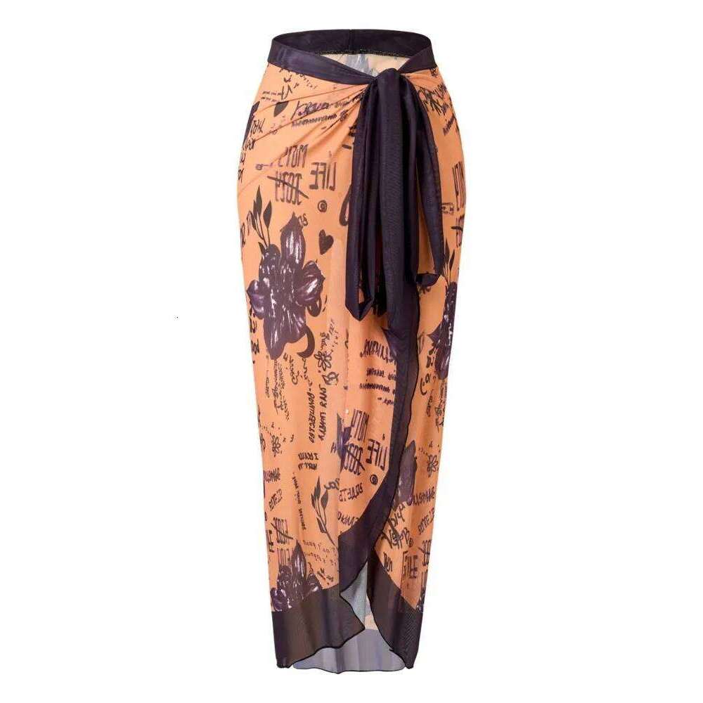 Mesh Retro Bikini Printed Fashion One Piece Swimsuit And Cover Up With Skirt Tight Women's Bandage Summer Beach Luxury Elegant Y260303