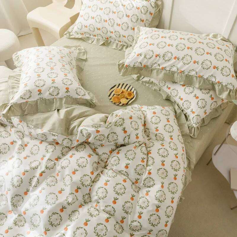 100% Cotton Bedding Four-piece Set Skin Friendly Breathable Sheet 2 Pieces Pillowcase Bedroom Twin Size Bed Quilt Cover H260312