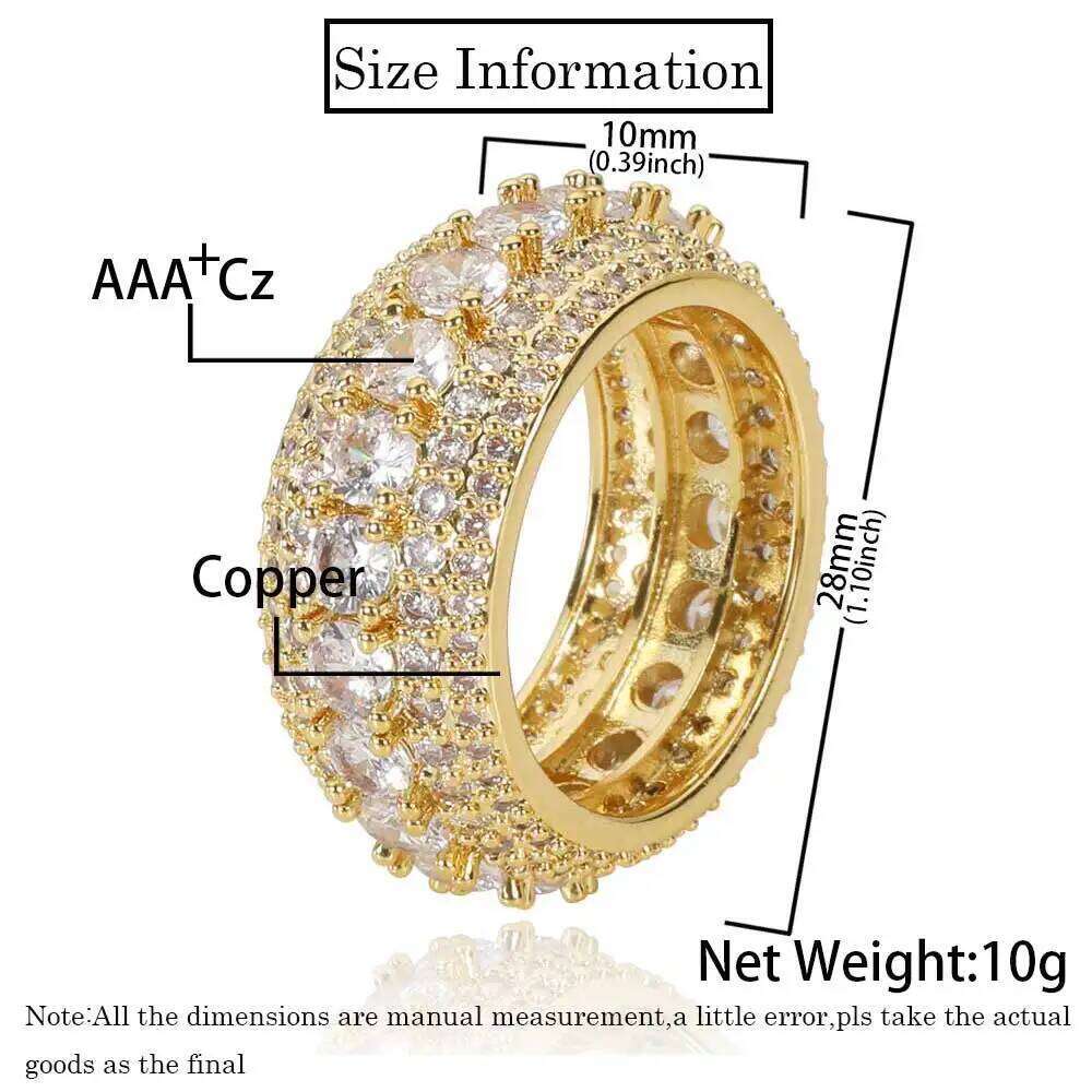 Hip Hop Rapper Rock Quality 5 Row Cubic Zirconia Rings Fashion Jewelry For Women Iced Cuban Ring Drop Shipping H260312