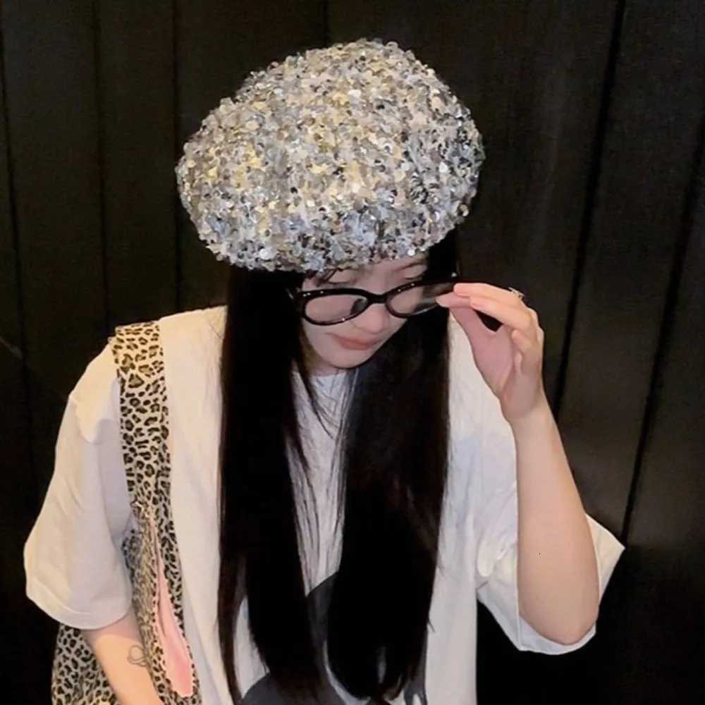 Fashion Retro Glitter Sequin Beret Trendy Sparkling Fashion Painter Hat Casual Style Chic Design Lady Octagonal Cap Party H260312 - view 4