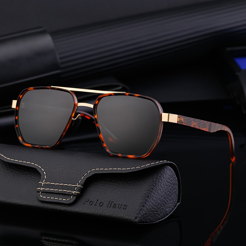 fashion double-bridge sunglasses for men, outdoor driving sun protection eyewear, wholesale square-frame glasses shades