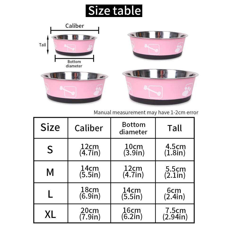 Durable Food Bowl Stainless Steel Double-layer Thickened Anti-slip Pet Feeder Water Basin Universal for Cats and Dogs 26Y0312