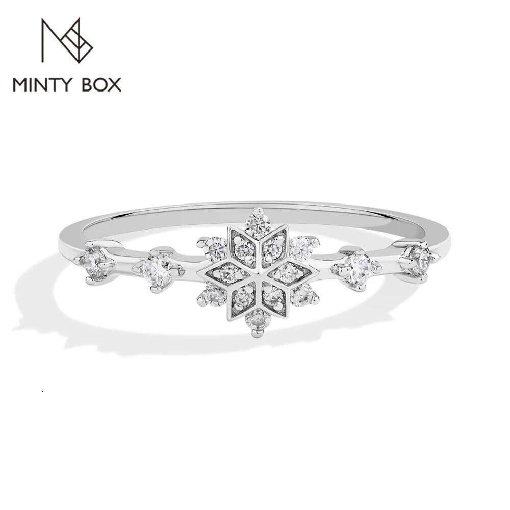 MINTYBOX Snowflake S925 Sterling Silver Moissanite Engagement Rings for Women Lab Diamond Ring 18K Gold Plated Fine Jewelry Gift H260312