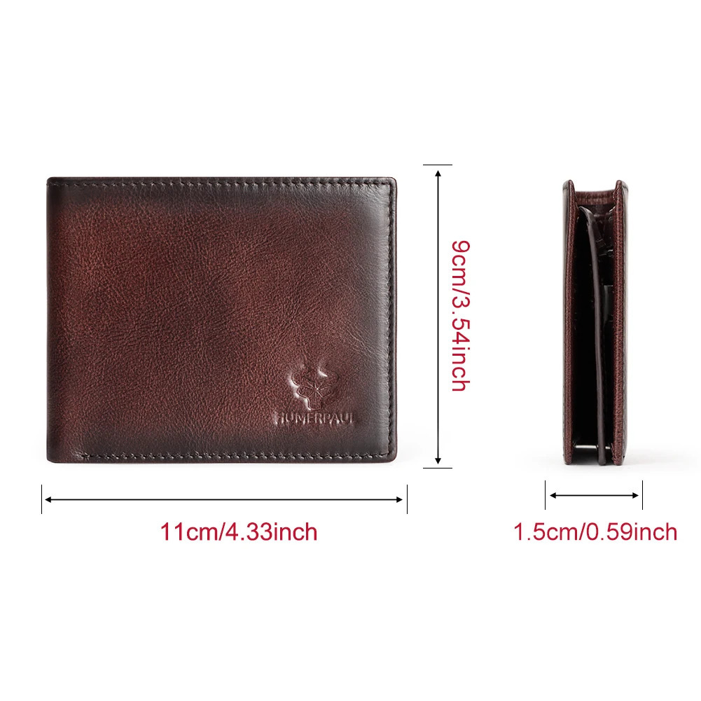KAVIS Handmade Mens Wallet Genuine Leather RFID Card Holder with ID Window Large Capacity Male Storage Money Bag Fashion 260304