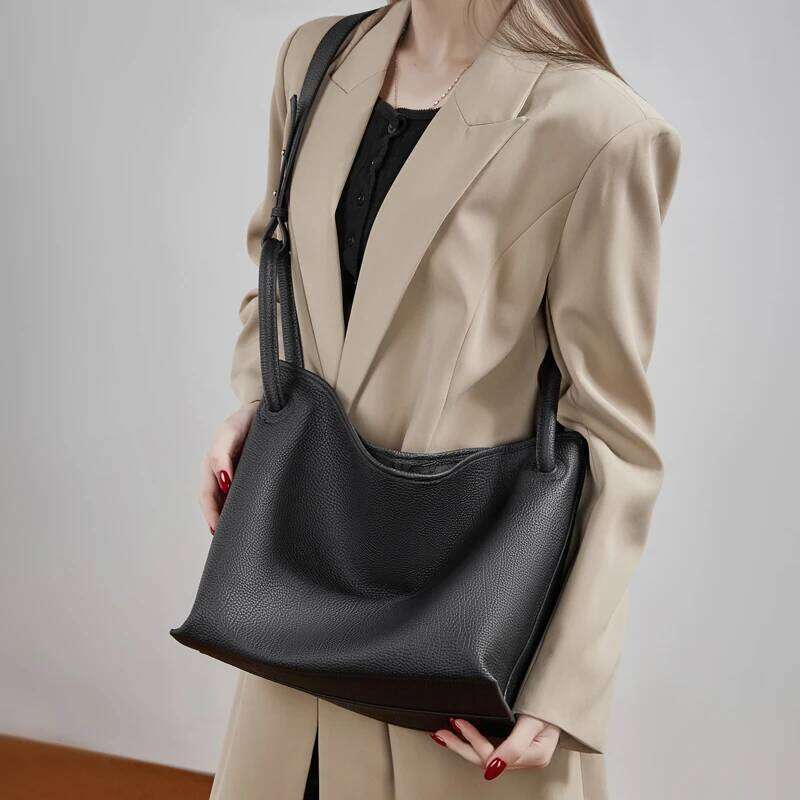 Hifashion Cowhide Genuine Leather Handbags For Women New 2026 Luxury Designer Shopping Totes Work Ladies Shoulder Crossbody Bags