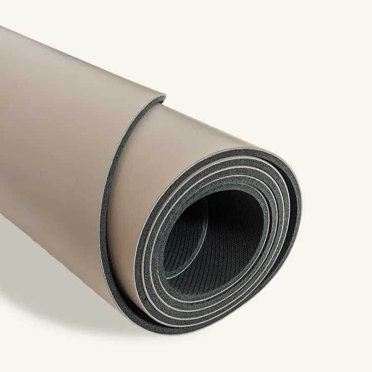 Cream White Beige Nude Eco Friendly Vegan Custom Laser PU Rubber Non Slip Round End Oval Capsule Shape Arch Curve Yoga Mat M260312