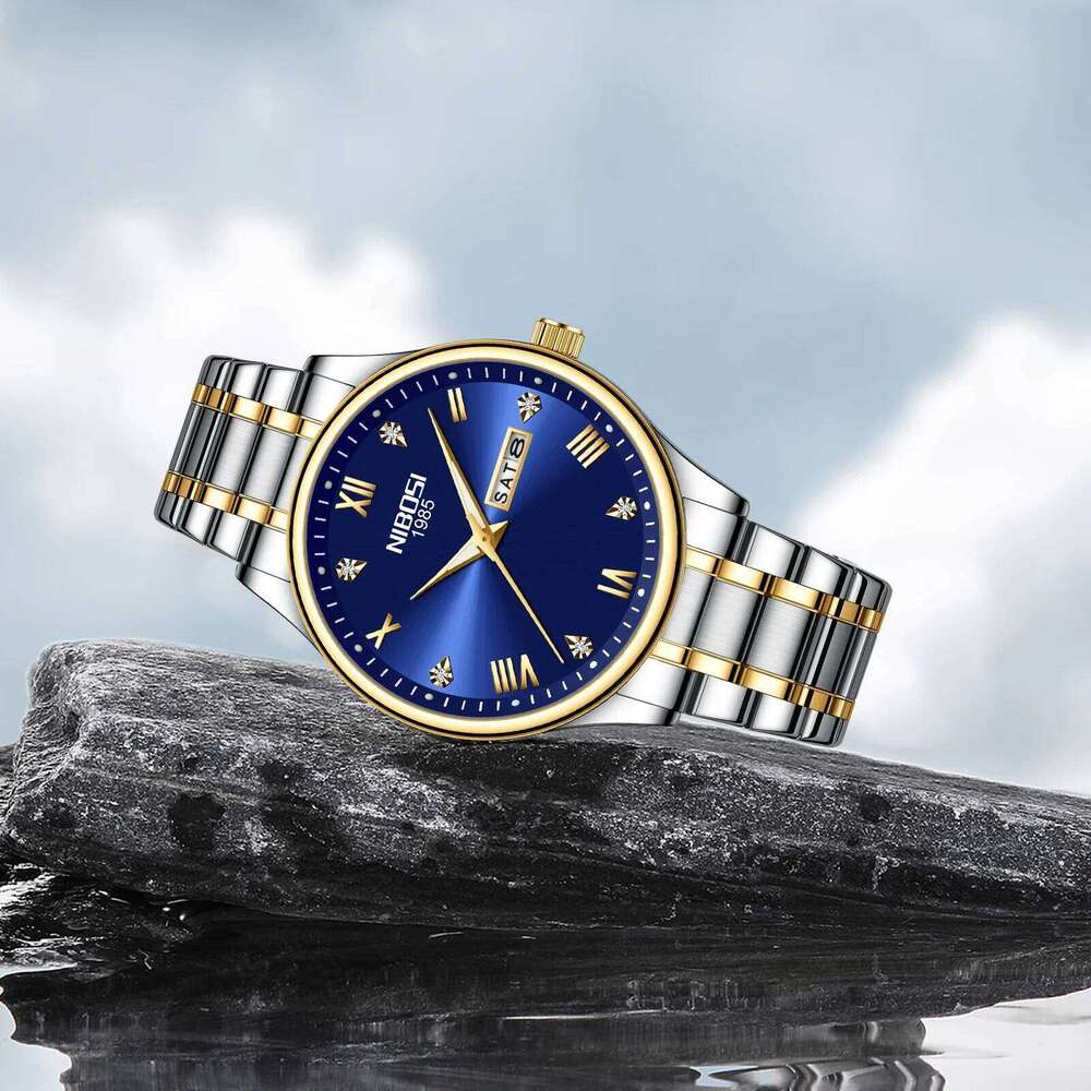 NIBOSI Quartz Watches for Men Top Brand Luxury Week Day Men's Watch Business Waterproof Stainless Steel Sports Wristwatch Reloj