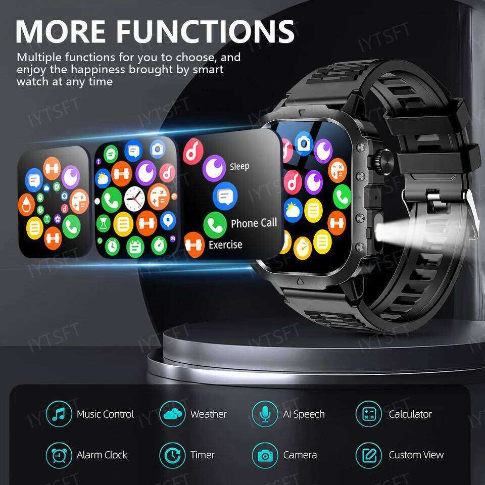 LAXASFIT 2025 New Military Smart Watch Men Outdoor Sports Fitness Tracker Health Monitoring 2.01Inch Bluetooth Calls Smartwatch