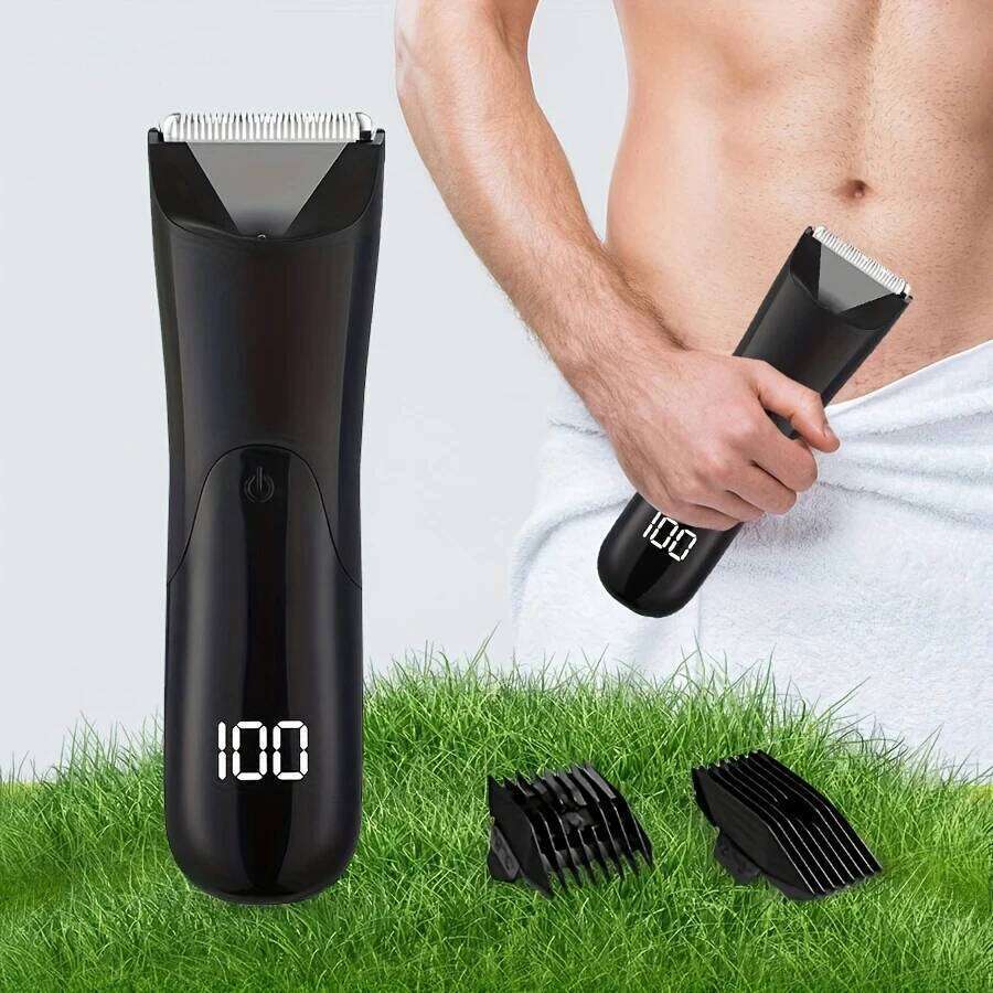 Men'S Groin Body Hair Electric Ball Trimmer, Includes 2 Guard Attachments, Ceramic Blade Head, Wet And Dry Shaver C260312
