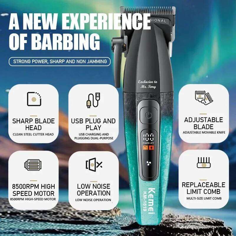 Kemei 1819 Electric Clippers Men Professional Rechargeable Cordless Cutting Machine High Quality Hair Trimmer Barber C260312