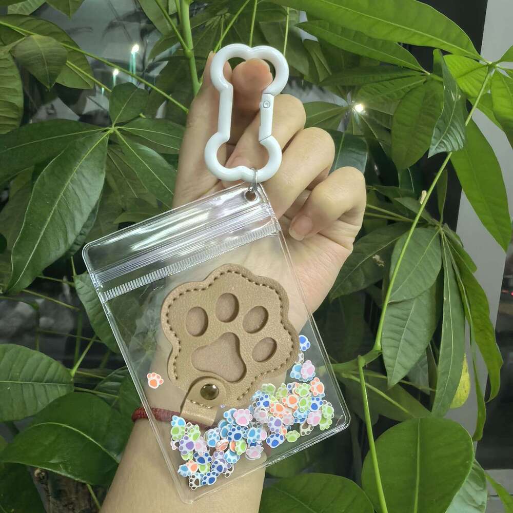PU Storage Bag Commemorative Keychain for Dog and Cat Hair Paw Print Pendant Pet Ornament