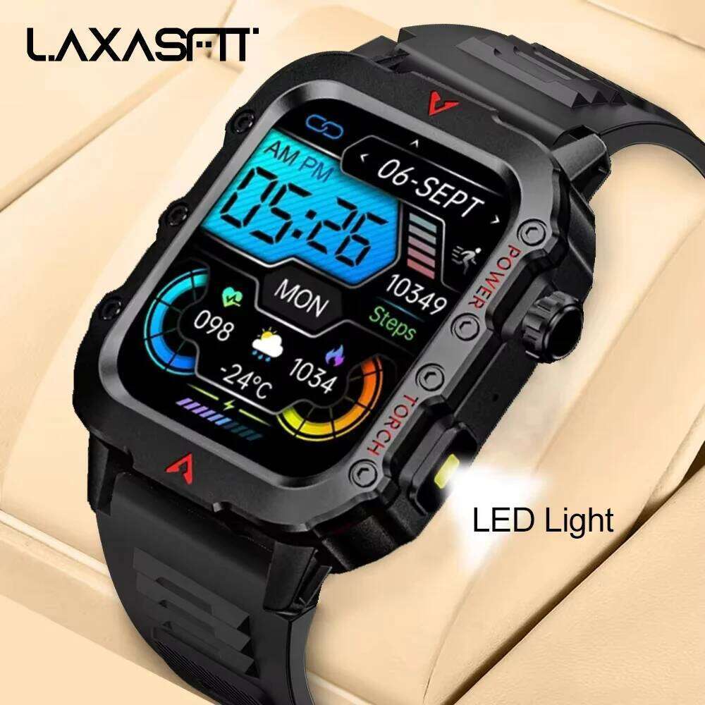 LAXASFIT Sports LED Flashlight Music Player Fitness Tracking Bluetooth Call Sleep Monitoring 2025 New Smart Watch