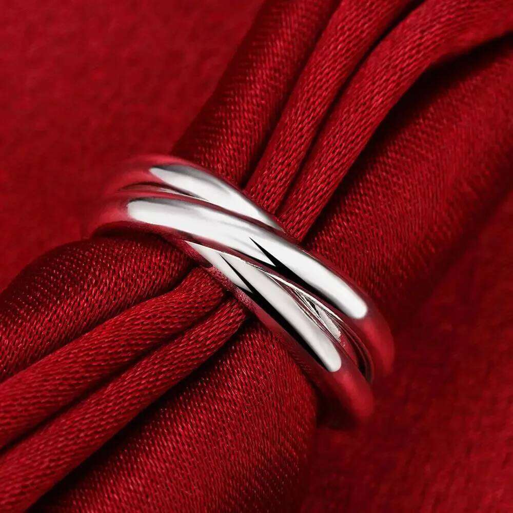 925 Sterling Silver Rings For Women Simple three circles size 5/6/7/8/9/10 Fashion Party Gifts Girl student Charm Jewelry H260312