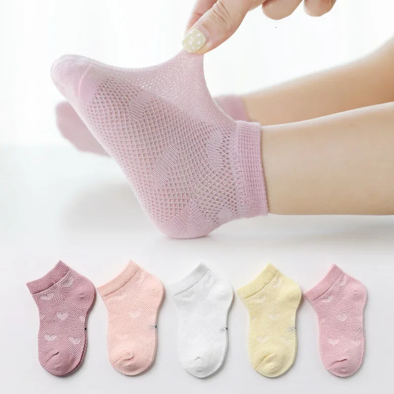 5 Pairs 1 To 12 Years Childrens Socks Spring Summer Baby Boys Girls Cotton Mesh Breathable Thin Soft Cute Kids 260311
