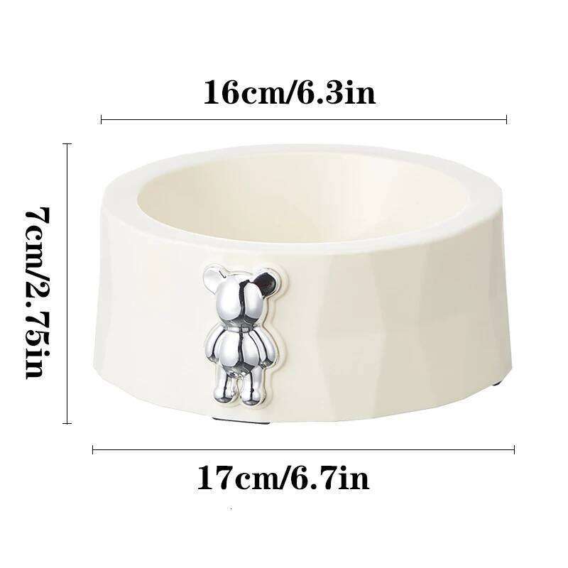Supplies Stainless Steel Diamond Bear Pet Cat Food Utensils slip Anti overturning Dog Bowl 26Y0312