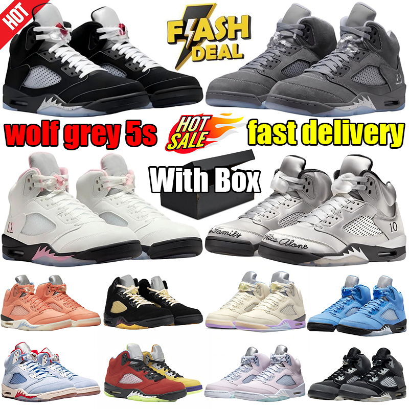 With Box j5 5 5s basketball shoes 5s wolf grey 5s black metallic reimagined 5s 35th anniversary black cat women outdoor sports mens trainers sneakers designer shoes