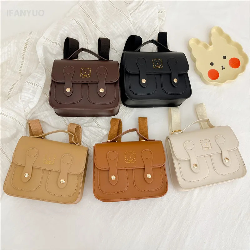 Childrens Leather Backpacks Autumn Korean Handbags for Students Boys Girls casual Kindergarten Baby Simple Backpack 260311