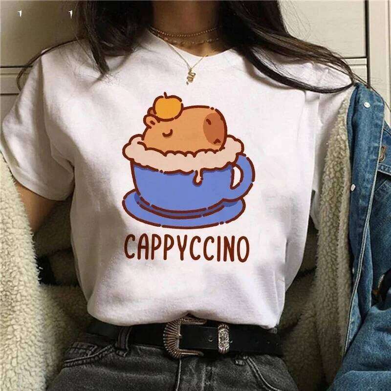 Girl Capybaras T Shirt Female Casual Top Clothes Funny Capybara Tshirt Women T-Shirt Capibara Cartoons Z260312