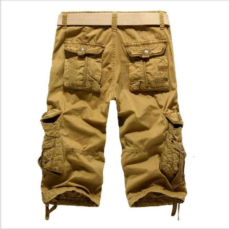 New Summer Casual Mens Straight Solid Sports Men Joggers Cargo Shorts Fashion Cotton Knee Length Sweatpants Man