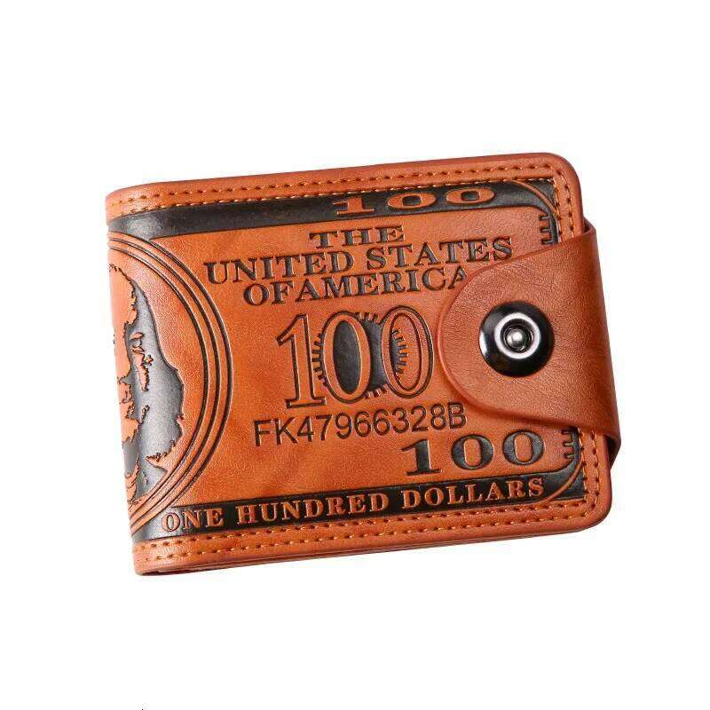 Men's Wallets with 100 US Dollar Pattern Male Leather Photo Card Holder Fashion Large Capacity Wallet Purse Bag