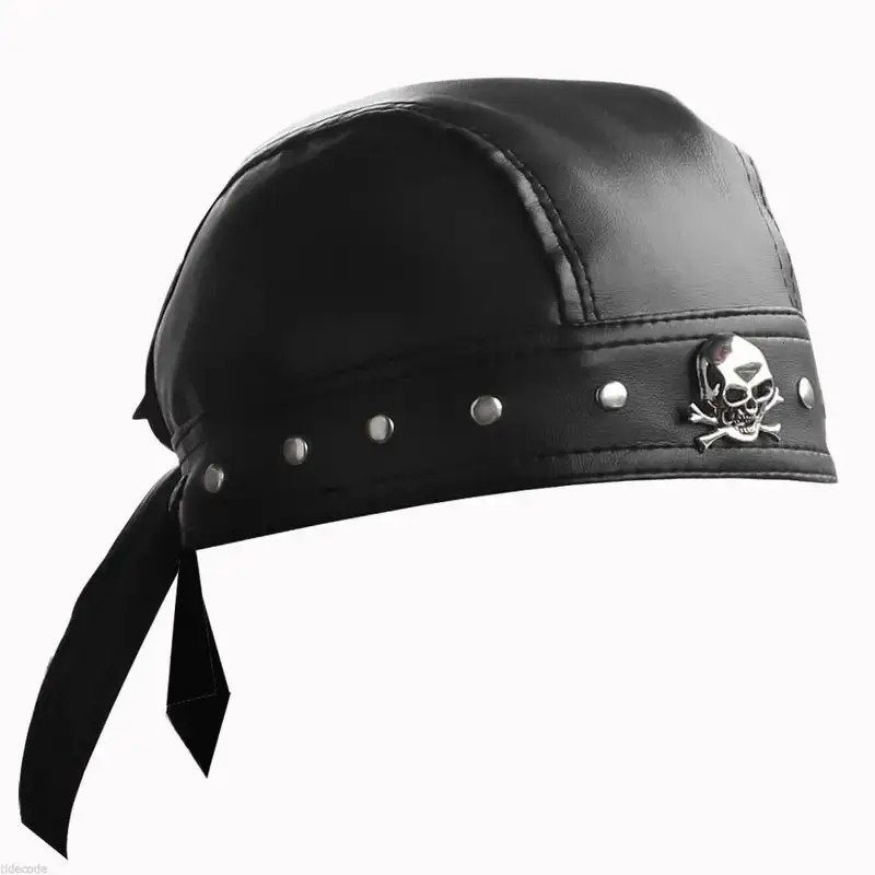 Black Leather Skull Bandana Motorcycle Helmet Edgy Halloween Gift for Urban Biker Cosplay 260304