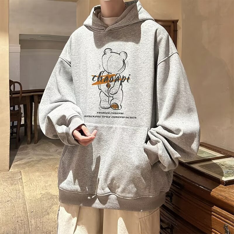 Straight-cut Regular Pullover Printed Suede Washed Distressed Short-sleeve T-shirt For Men Designer Hoodie Summer Style Trendy Brand Versatile