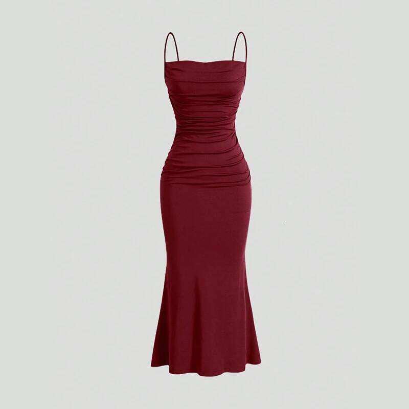 Women's Party Spaghetti Strap Elegant Slim Formal Evening Wedding Guest Multi-Color Summer Dresses C260311