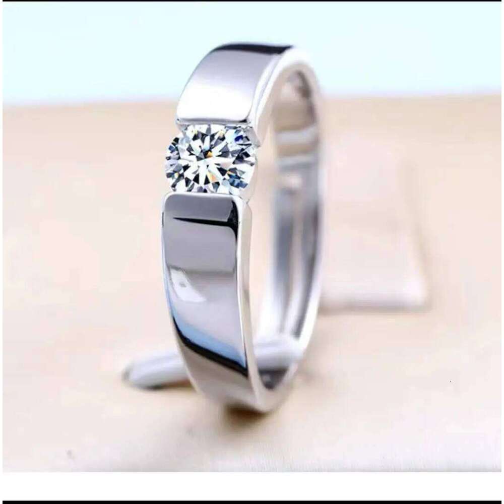 Fine Jewelry Original 925 Sterling Silver Ring Solitaire 6mm 1Ct Diamond Wedding Rings for Women and Men H260312