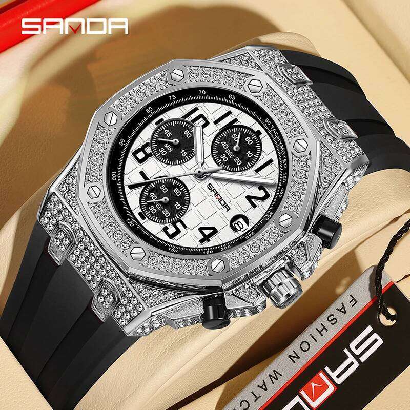SANDA New 7026 Quartz With Three Eyes And Six Pins Diamond Inlaid Calendar Dial Luminous Waterproof Men's Watch 2025