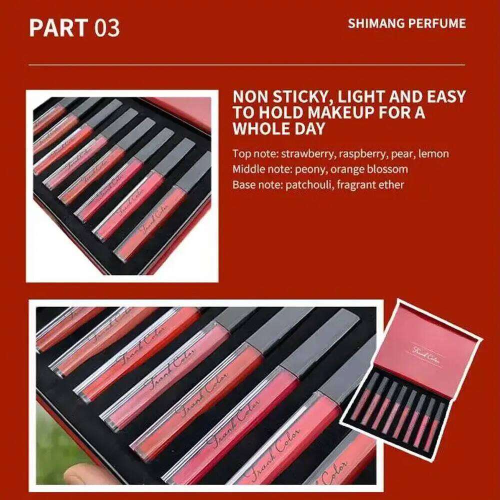 Eight Velvet Matte Glaze Set Lipstick Long-lasting Gloss Waterproof Non-stick Student Fading Cup Moisturizing Lip J9F9 W260311