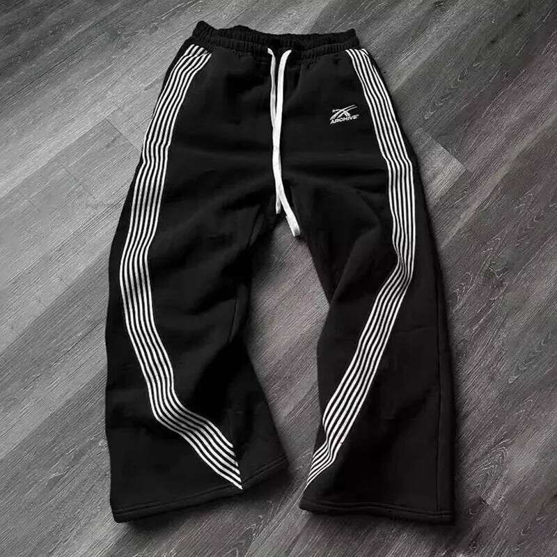Hip-Hop Streetwear Men Casual Striped Sweatpants Spring Autumn Couple Baggy Elastic Waist Jogging Trousers High Street Pant