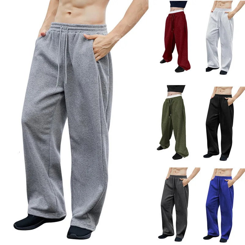 Mens Sweatpants Straight Fit Joggers for Sports and Streetwear Loose Oversized Casual Pant Drawstring Multi-pocket Men Long Pant 260310