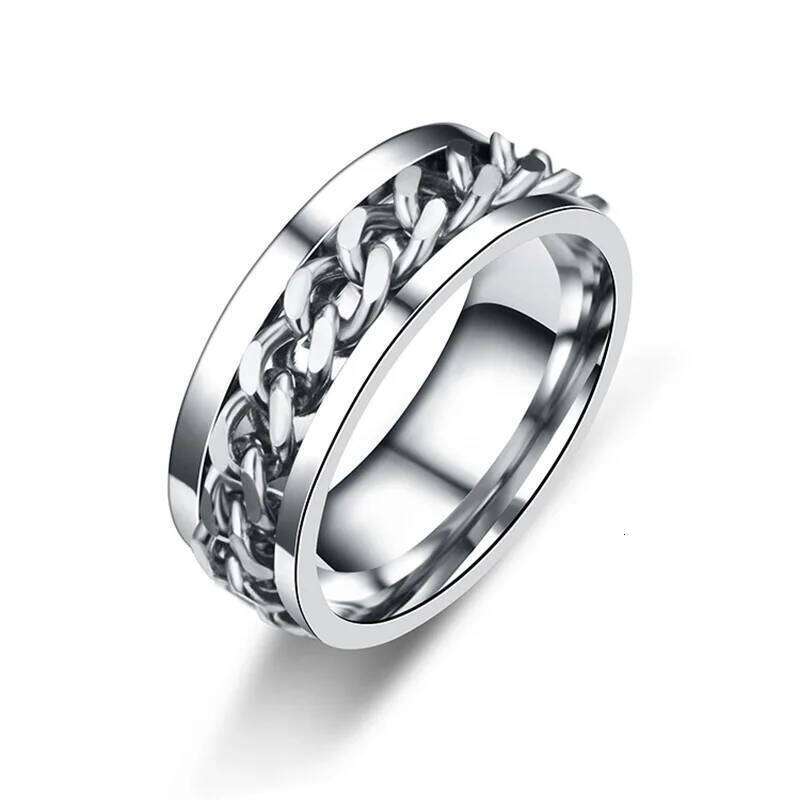 Titanium Steel Rotatable Rings for Women Men Spinner Decompression Multifunctional Chain Bottle Opener Ring Jewelry H260312