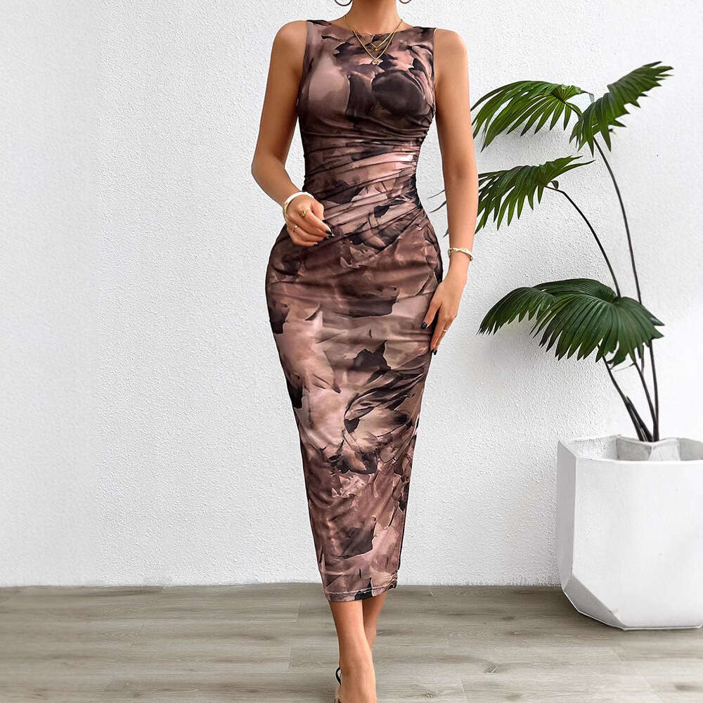 Foreign trade women's clothing cross-border independent site Shein 2025 spring-summer elegant slim-fit sleeveless dress