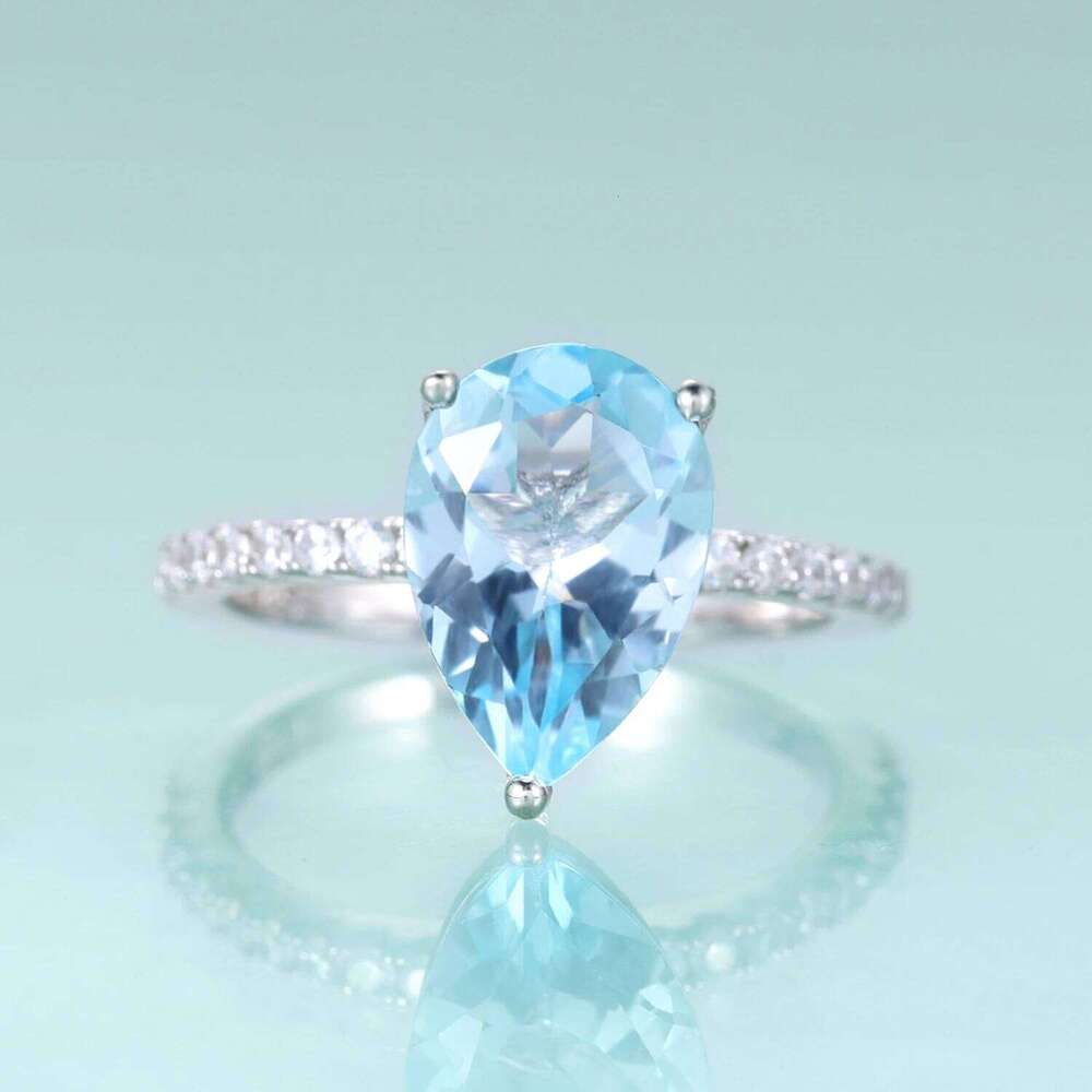 GEM'S BALLET Classic Pear Shape Sky Blue Topaz Engagement Rings 925 Sterling Silver Dainty Promise Ring September Birthstone H260312
