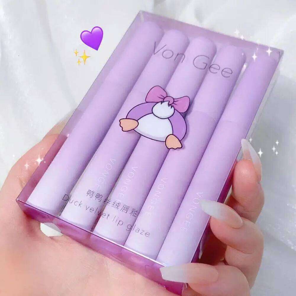5 Colors/kits Matte Lipstick Set Long Lasting Waterproof Non-Stick Cup Glaze Not Easy To Fade Cute Lip Tint Cosmetic Makeup W260311