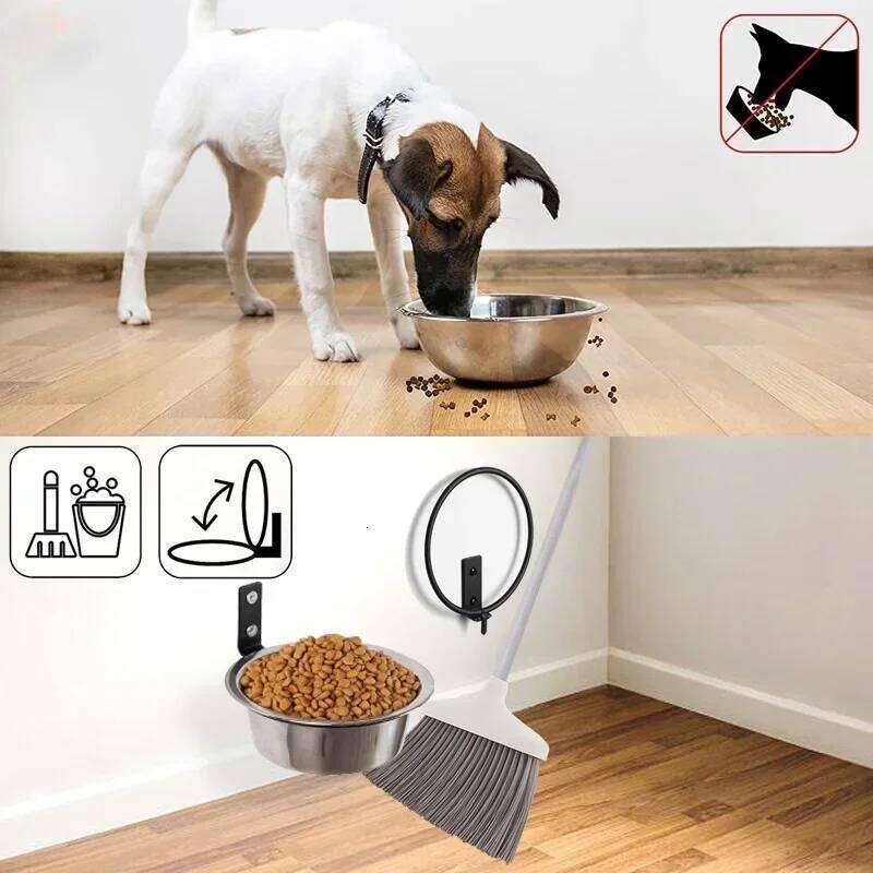 Wall Mounted Pet Stationary Cage Stainless Steel Dog Cat Hanging Bowls Durable Puppy Kitten Feeder Water Food Bowl 26Y0312