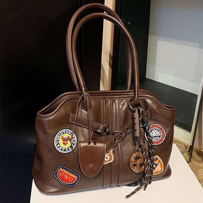 Korean Large Capacity Tote Y K Motorcycle Women Popular Light Luxury Advanced Texture Work Commuter Casual Shoulder Bag XIU LAI SI
