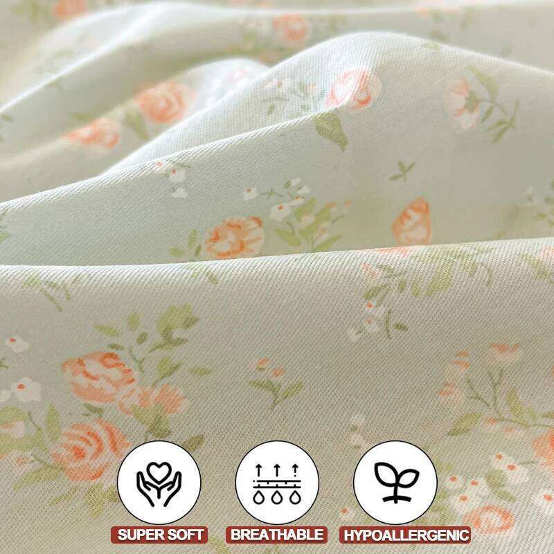 Printed Duvet Set 100% Cotton Bedding Set, Soft Breathable Quilt Cover Pillowcase,for Single Couple Bed Size H260312