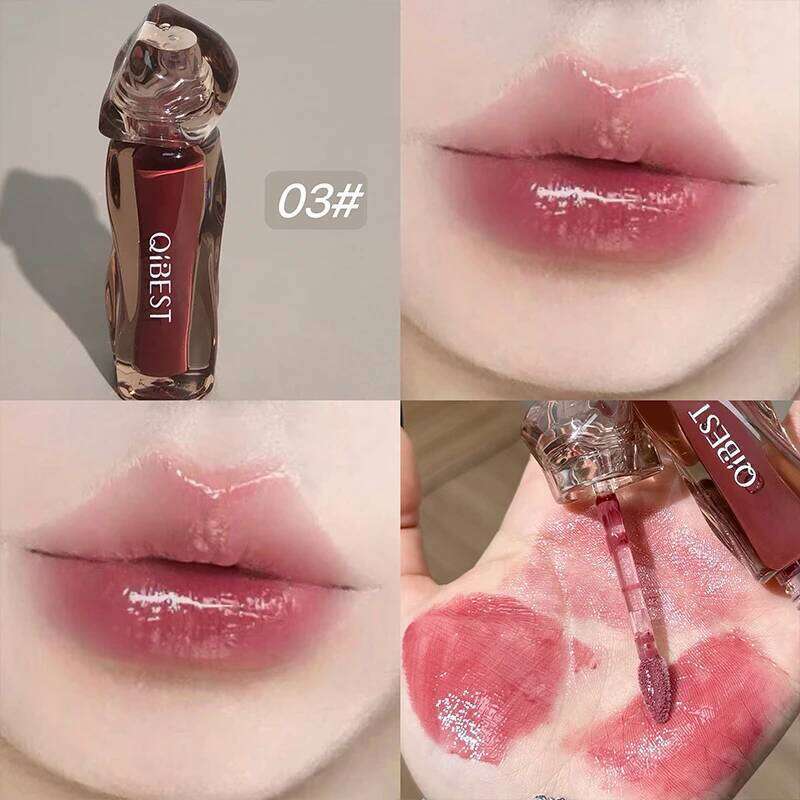 QIBEST Watery Mirror Glaze Gummy Jelly Moisturizing Gloss Female Lipstick Long Lasting Lip Tint Korean Cosmetics W260311