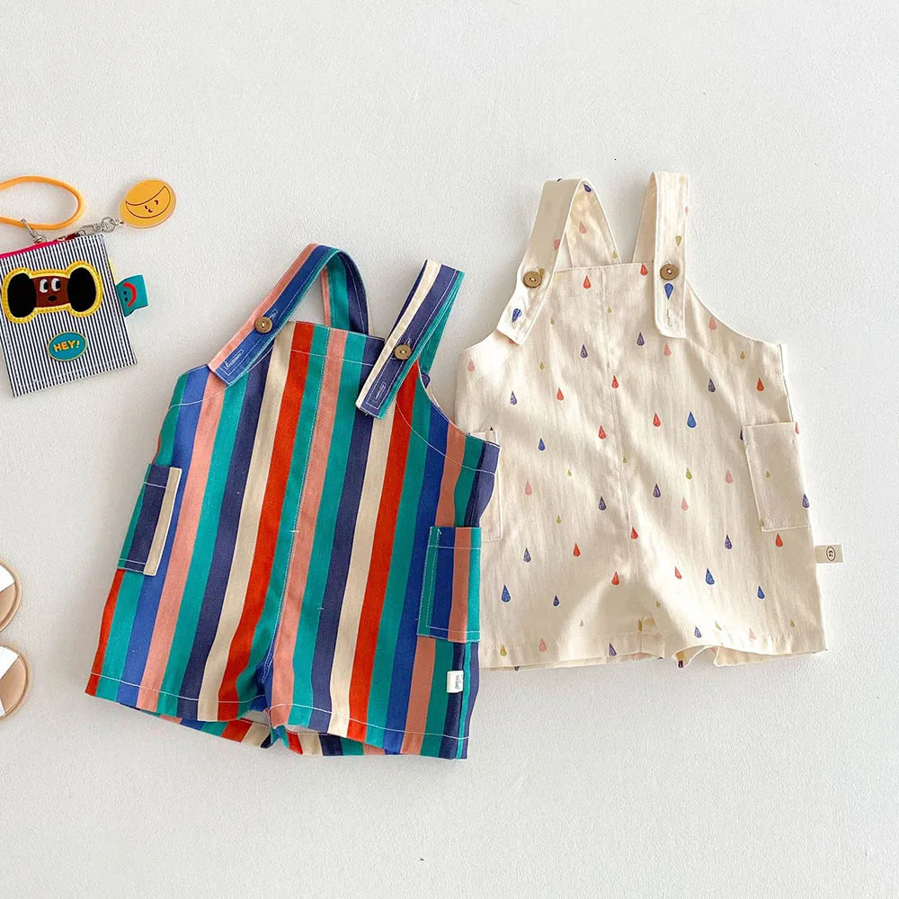Unisex Spring Kids Clothes Fashion Overalls Polk Dot Jumpsuits Striped Children Play Suit 260311
