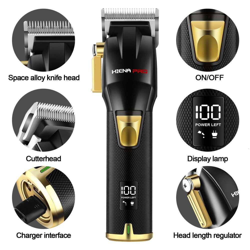 professional high-end men's electric with color metal body new hair clipper LED digital display C260312