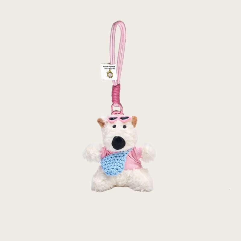 Doll Small Toy Car Keychain Girl Gift Cute West Highland White Terrier Plush Pendant Scrawled Puppy Bag Charm