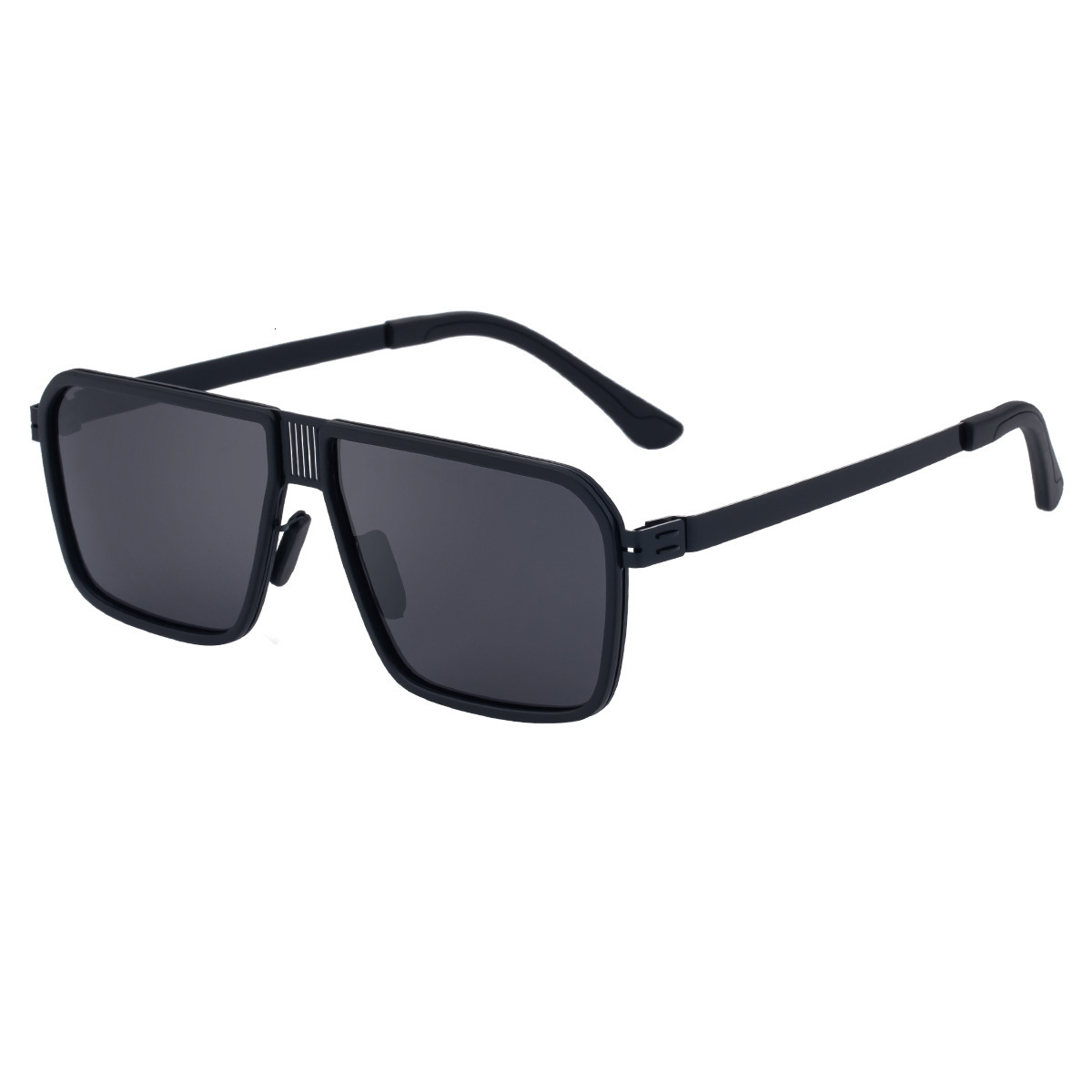 New vintage double-bridge sunglasses men, stainless steel square frame, high-end feel, polarized glasses for driving, available in bulk