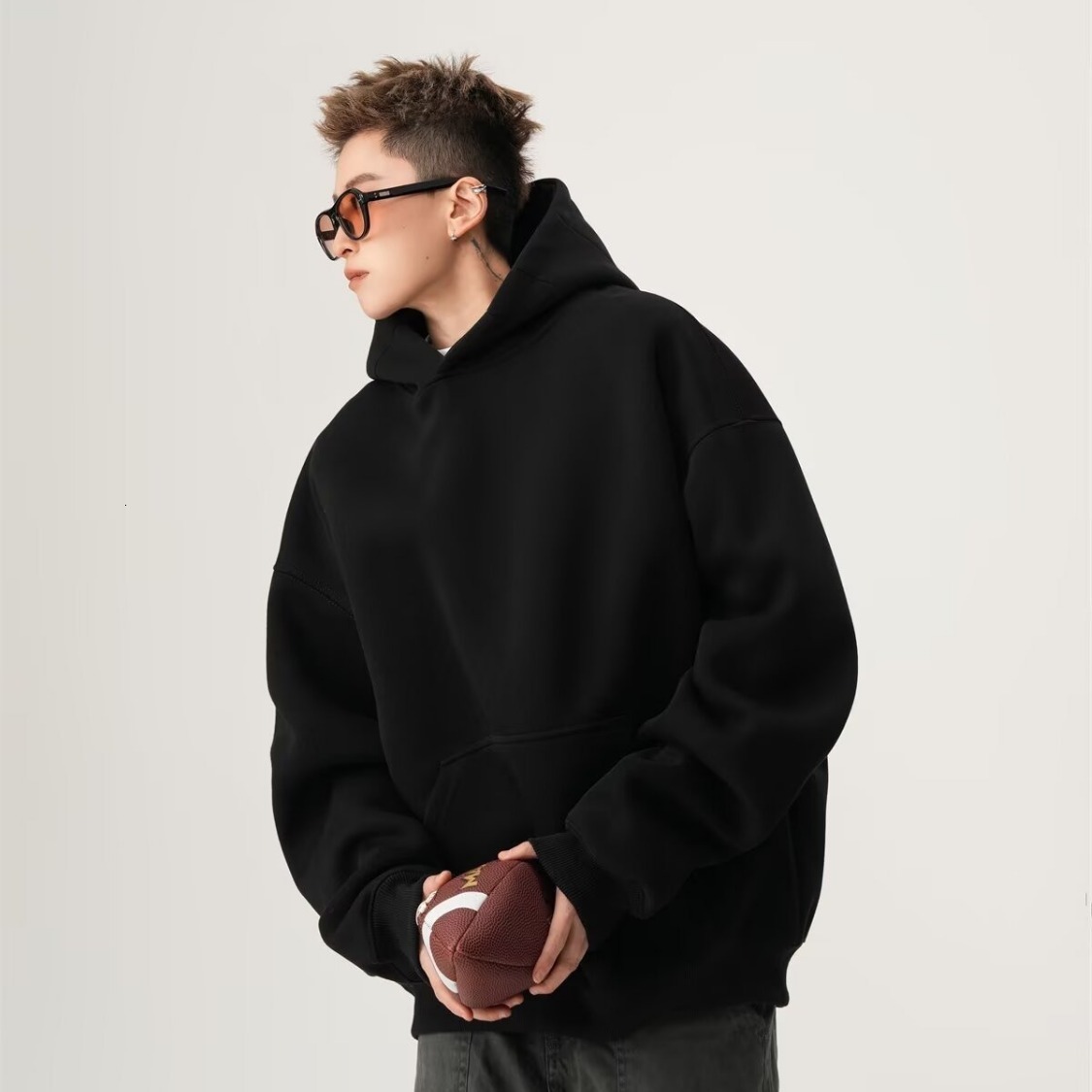 Designer Hoodie Loose Fit Plain Hoodie For Men Casual Versatile Style Trendy Solid Color Couple's Long Sleeve Sweatshirt Jacket