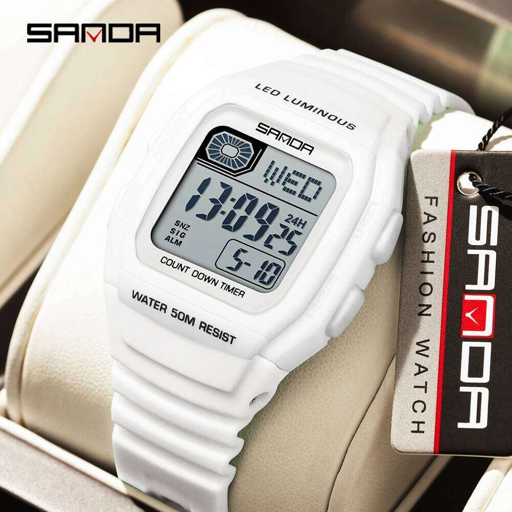 2026 SANDA New 2208 Fashion Men's Electronic Outdoor Sports Waterproof Timing LED Women's Watch